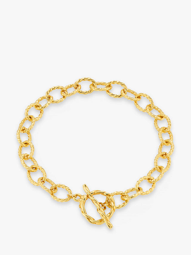 Orelia Rope Textured Link T-Bar Bracelet, Gold
