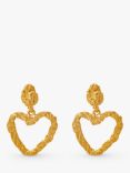 Orelia Textured Open Heart Drop Earrings, Gold