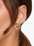 Orelia Textured Open Heart Drop Earrings, Gold