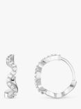 Orelia Pave Wave Cubic Zirconia Huggie Hoop Earrings