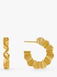 Orelia Textured Wave Fan Hoop Earrings, Gold