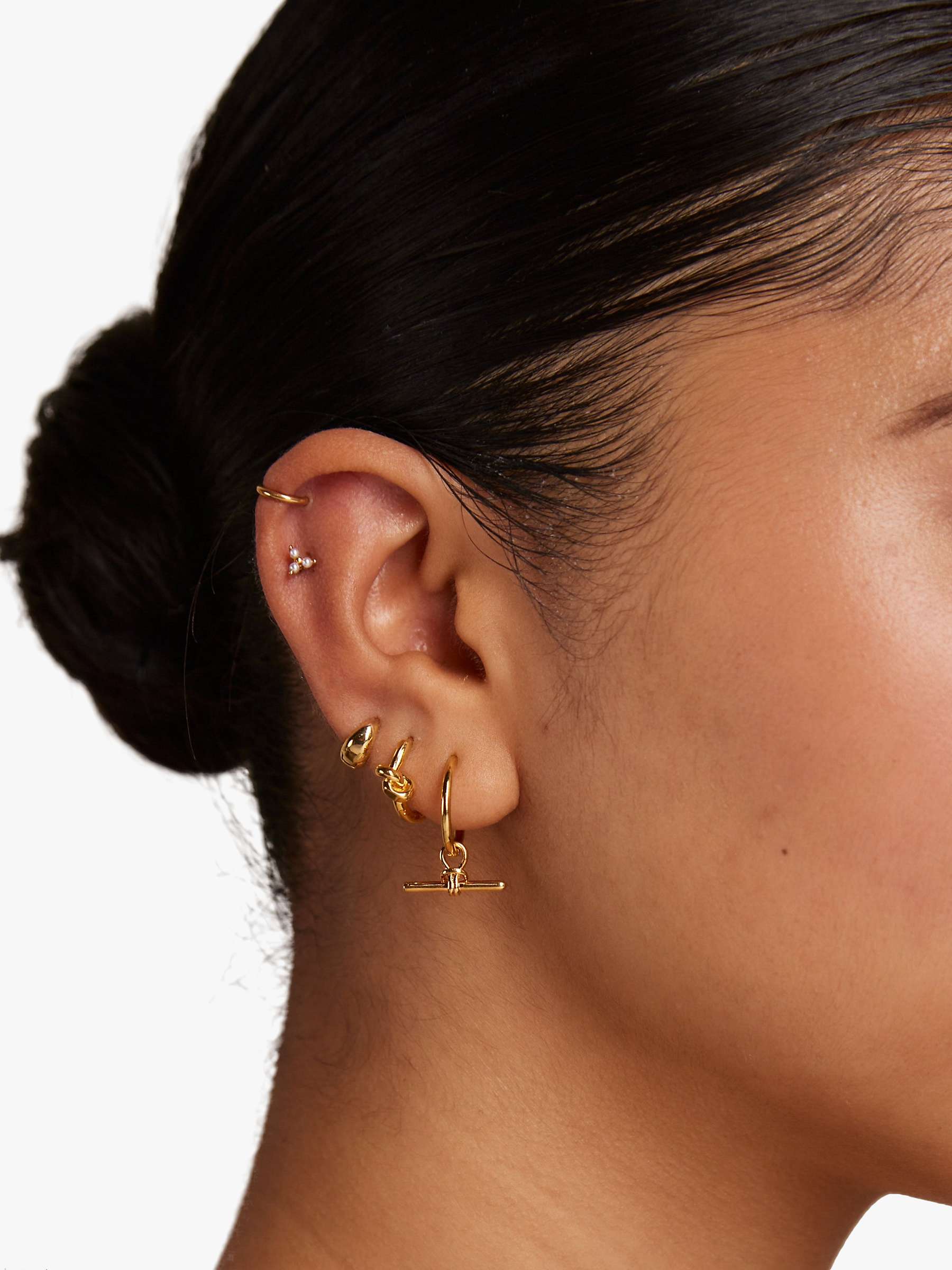 Buy Orelia Dainty T-Bar Knot Detail Hoop Earrings Online at johnlewis.com
