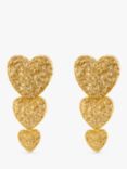 Orelia Statement Textured Heart Drop Earrings, Gold