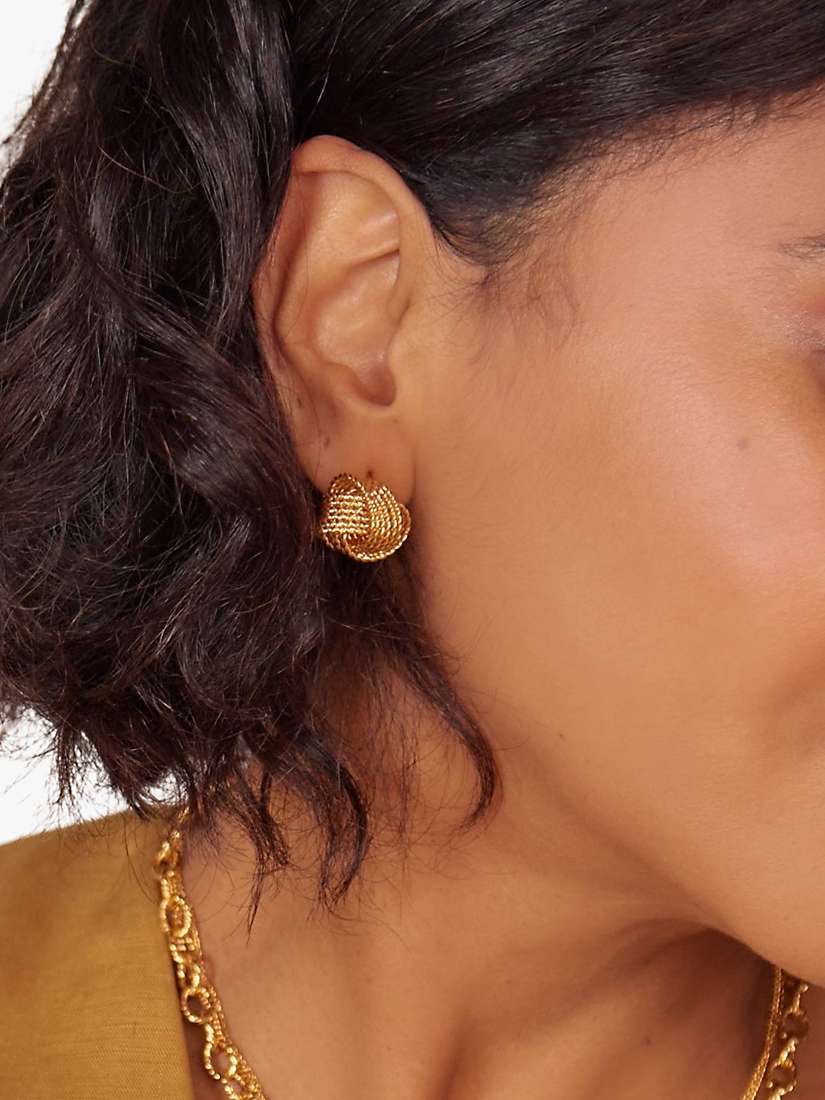Buy Orelia Statement Woven Knot Earrings, Gold Online at johnlewis.com