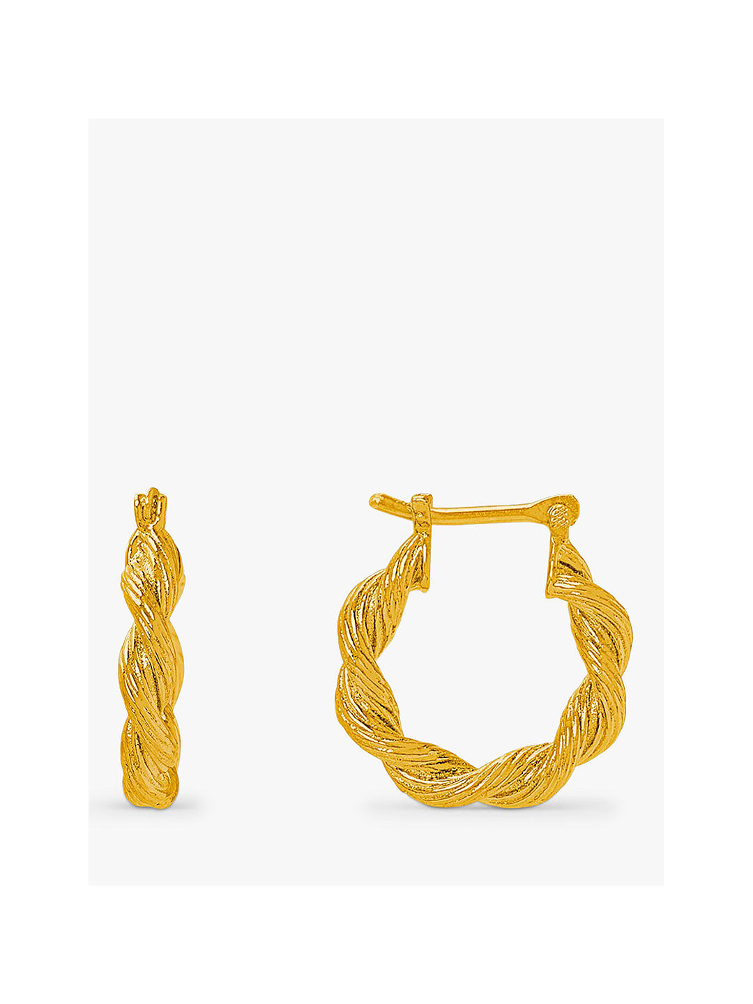 Orelia Twist Textured Small Hoops, Gold