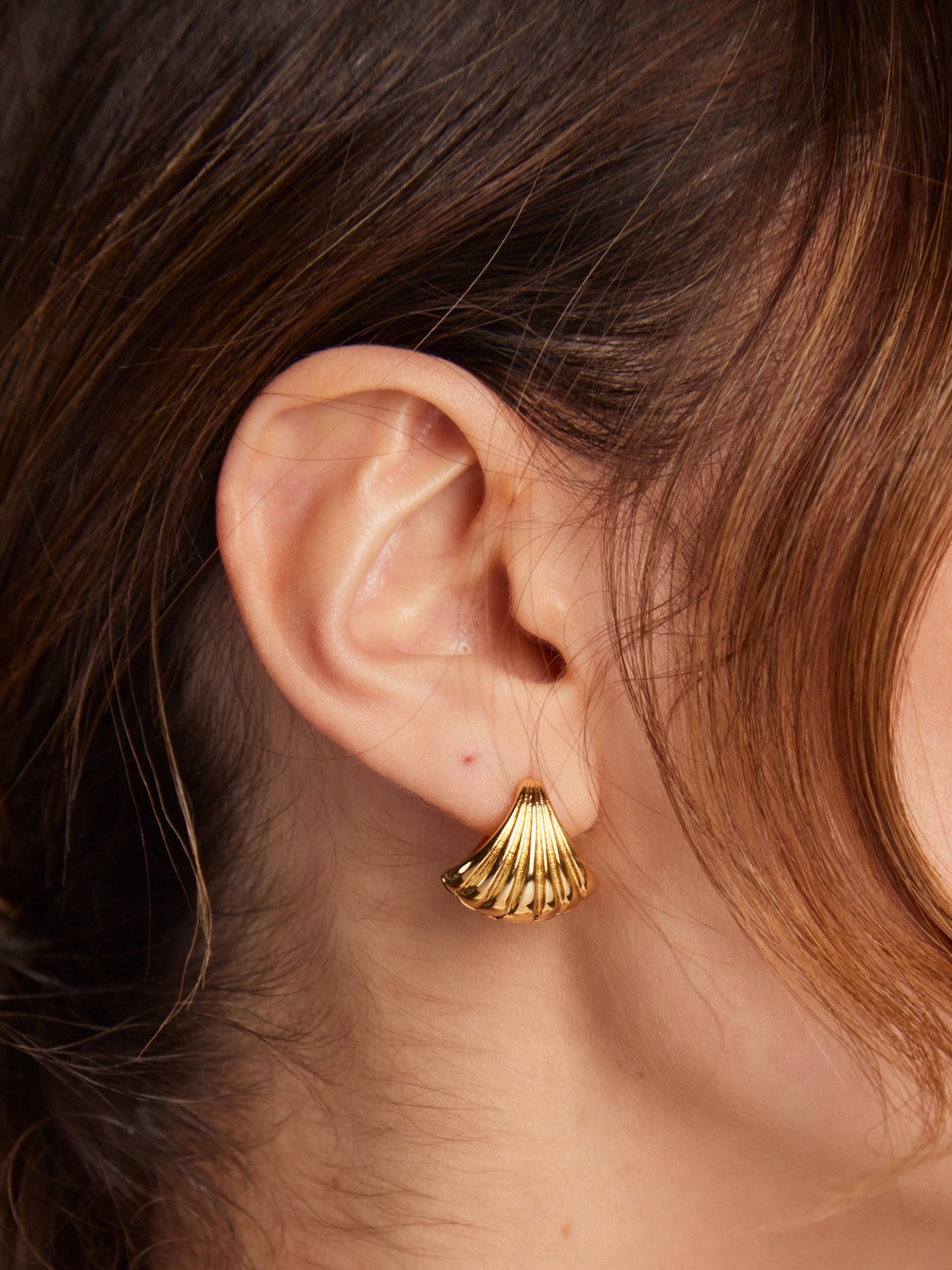 Buy Orelia Scallop Fan Hoop Earrings, Gold Online at johnlewis.com