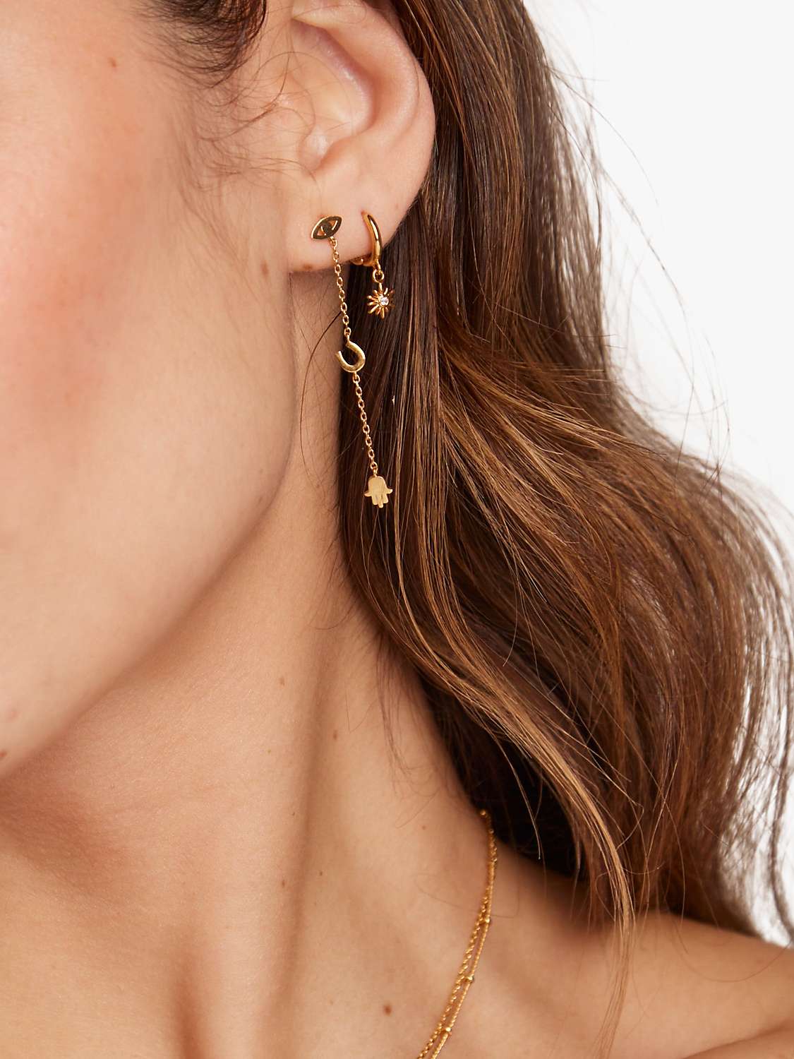 Buy Orelia Sunburst Charm Micro Hoop Earrings, Gold Online at johnlewis.com