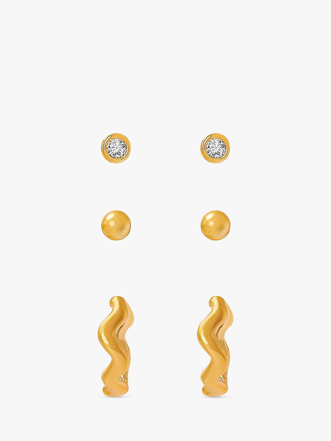 Buy Orelia Wave Huggie Earrings, Pack of 3, Gold Online at johnlewis.com