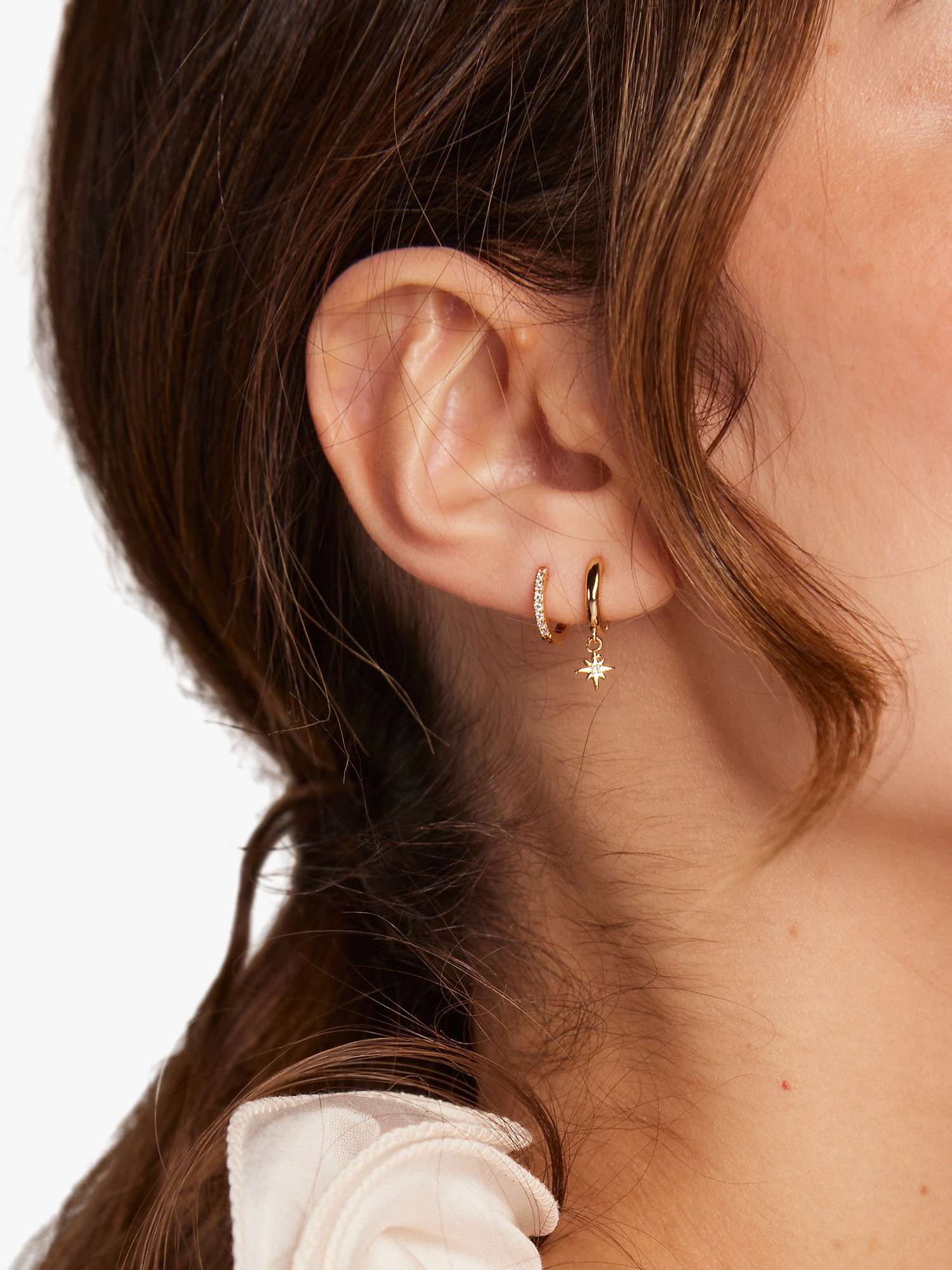 Buy Orelia Pave Micro Starburst Huggie Hood Earrings, Gold Online at johnlewis.com
