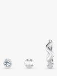 Orelia Wave Huggie Earrings, Pack of 3, Silver