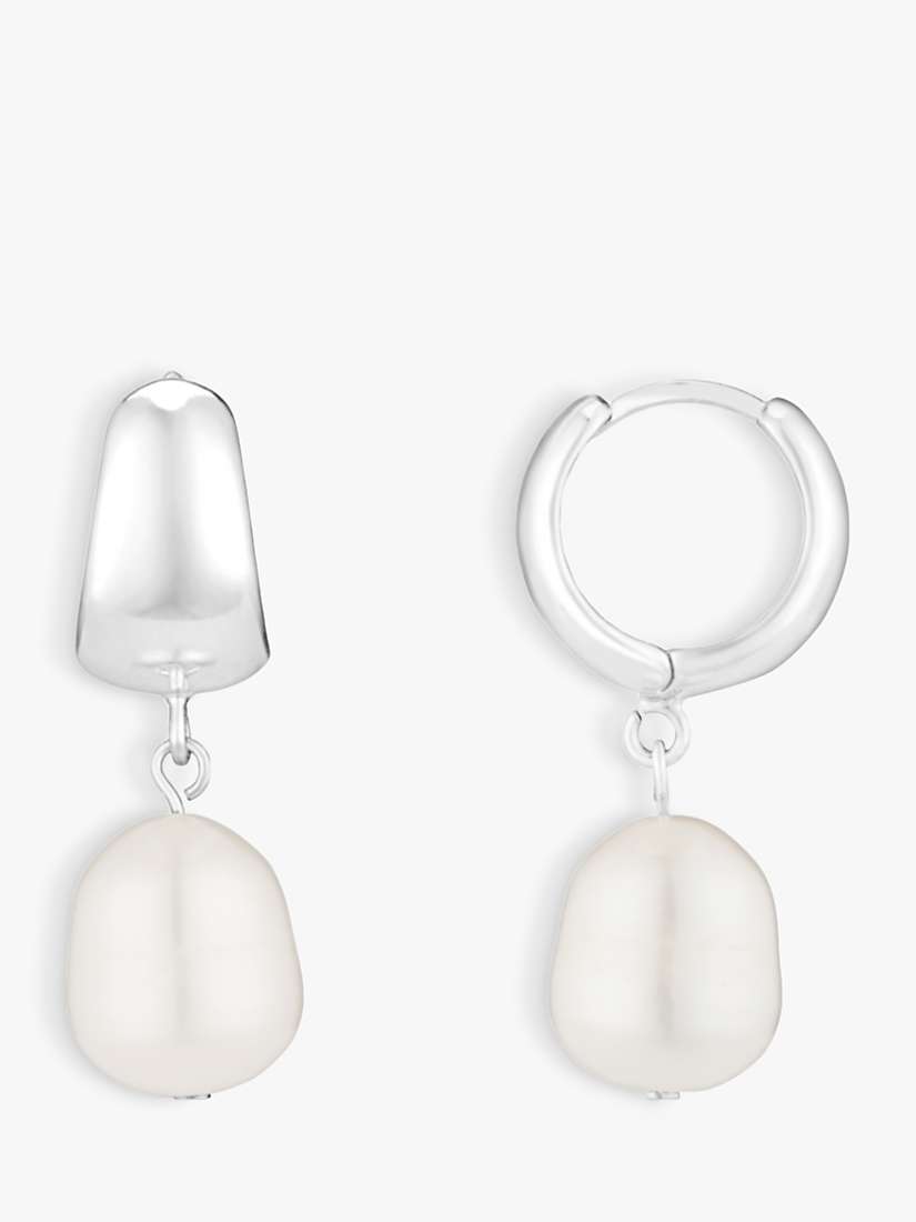 Buy Orelia Domed Freshwater Pearl Drop Huggie Hoop Earrings Online at johnlewis.com