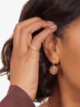 Orelia Textured Medallion Double Drop Earrings, Gold