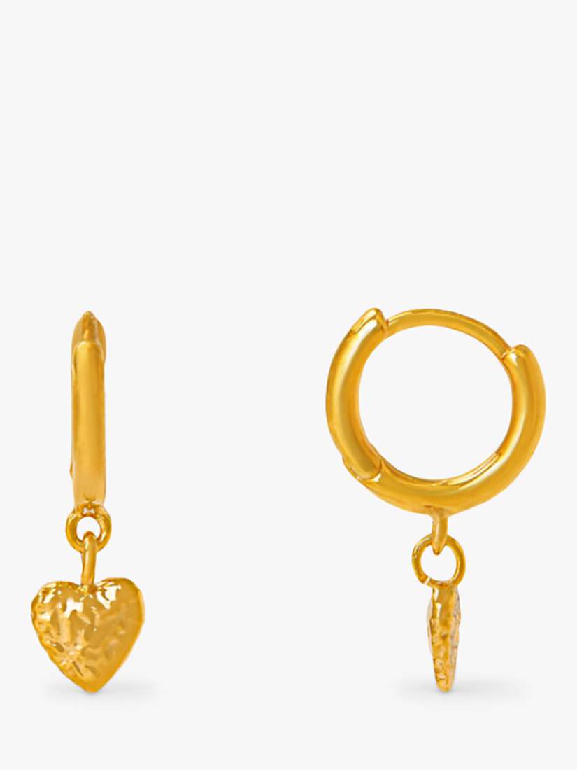 Buy Orelia Molten Heart Charm Drop Hoop Earrings, Gold Online at johnlewis.com