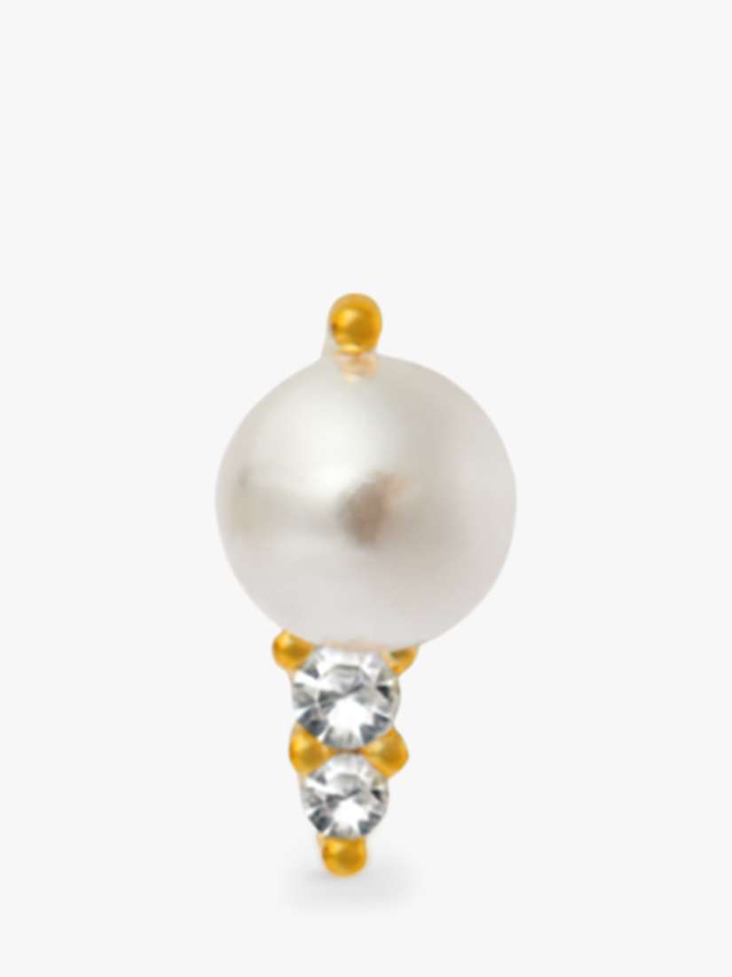 Buy Orelia Pearl & Crystal Barbell Earrings, Gold Online at johnlewis.com