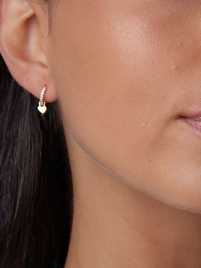 Buy Orelia Luxe Pave Heart Huggie Hoop Earrings, Gold Online at johnlewis.com