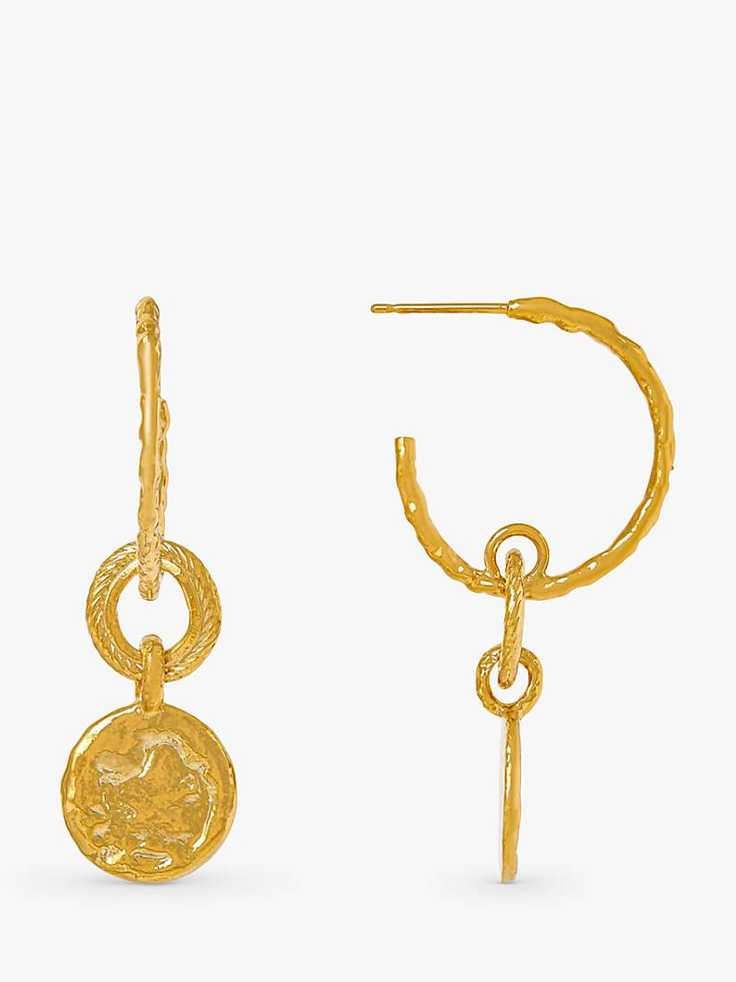 Buy Orelia Molten Coin Open Hoop Drop Earrings, Gold Online at johnlewis.com