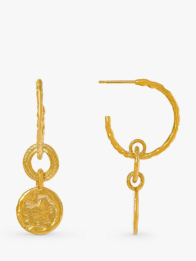 Orelia Molten Coin Open Hoop Drop Earrings, Gold