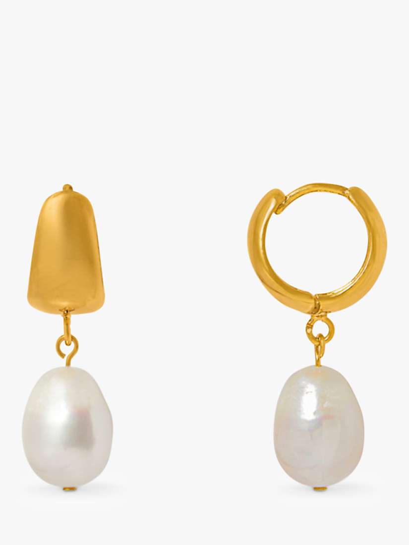 Buy Orelia Domed Freshwater Pearl Drop Huggie Hoop Earrings Online at johnlewis.com