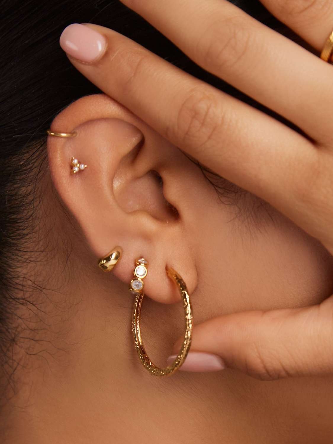 Buy Orelia Molten Mid Size Hoop Earrings, Gold Online at johnlewis.com