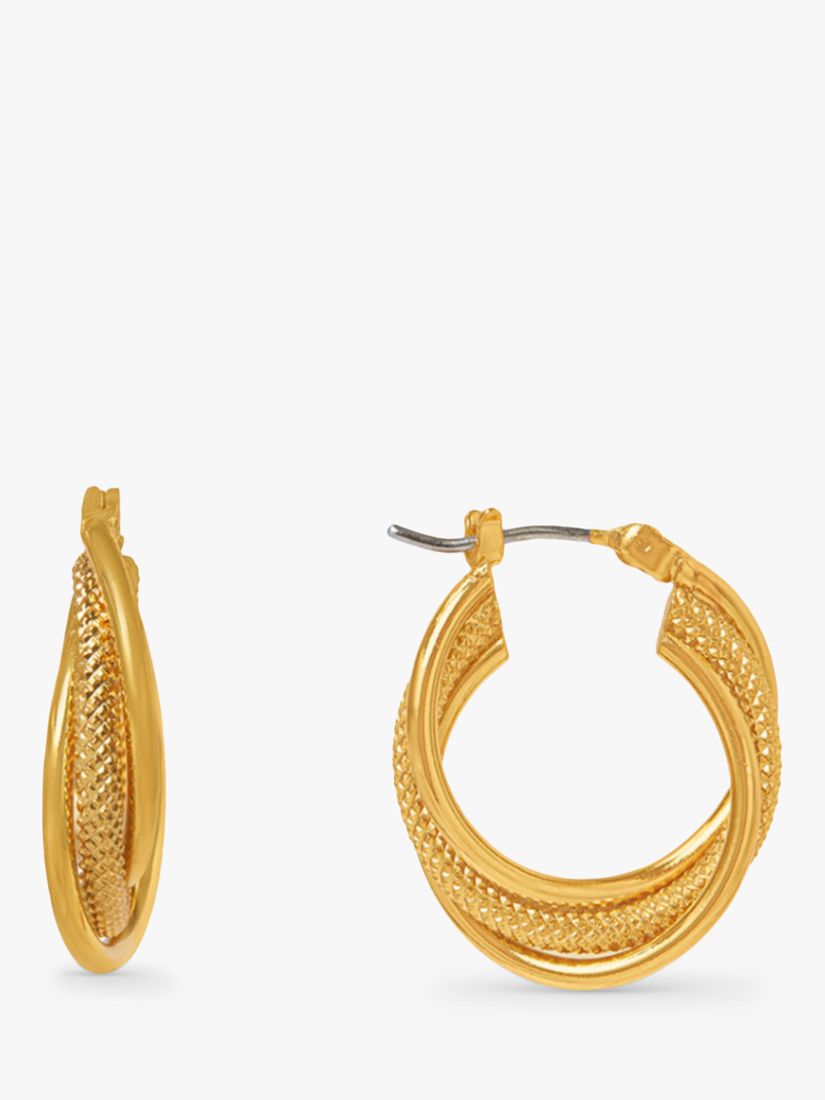 Orelia Interlocking Textured Hoop Earrings, Gold at John Lewis & Partners