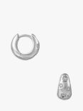 Orelia Crystal Starburst Tapered Huggie Hoop Earrings, Silver