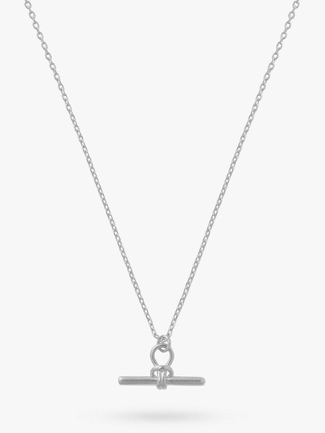 Orelia Dainty T-Bar Knot Detail Pendant Necklace, Silver