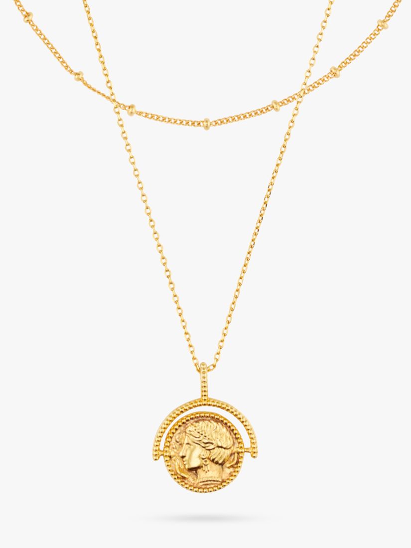 Buy Orelia Goddess Coin & Beaded Layered Necklace, Gold Online at johnlewis.com