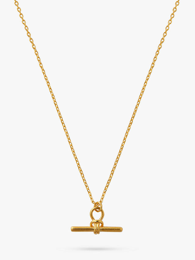 Orelia Dainty T-Bar Knot Detail Pendant Necklace, Gold