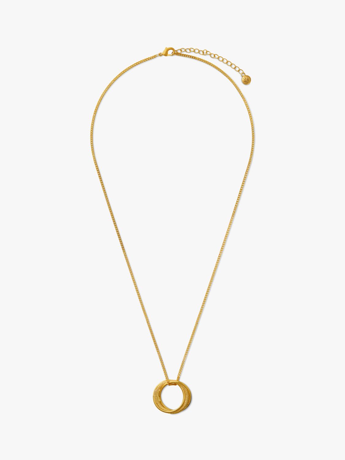 Orelia Textured Interlocking Open Circle Necklace, Gold