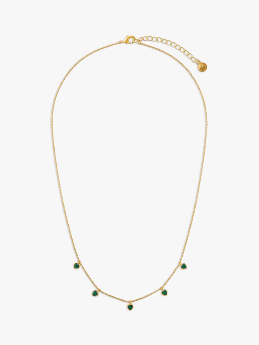 Orelia Swarovski Crystal Heart Multi Drop Station Necklace, Gold/Emerald