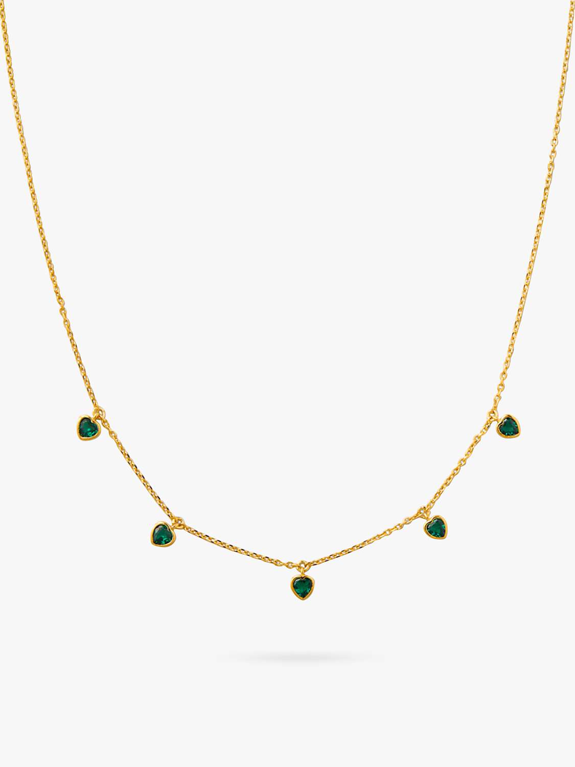 Buy Orelia Swarovski Crystal Heart Multi Drop Station Necklace, Gold/Emerald Online at johnlewis.com