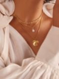Orelia Scallop Coin Pendant Necklace, Gold