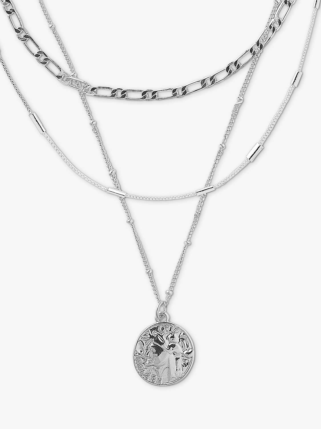 Buy Orelia Coin Triple Chain Layered Necklace, Silver Online at johnlewis.com