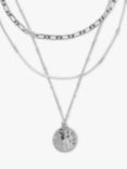 Orelia Coin Triple Chain Layered Necklace, Silver