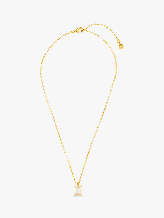 Orelia Crystal Quartz Claw Set Pendant Necklace, Gold