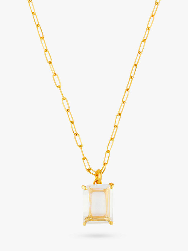 Orelia Crystal Quartz Claw Set Pendant Necklace, Gold