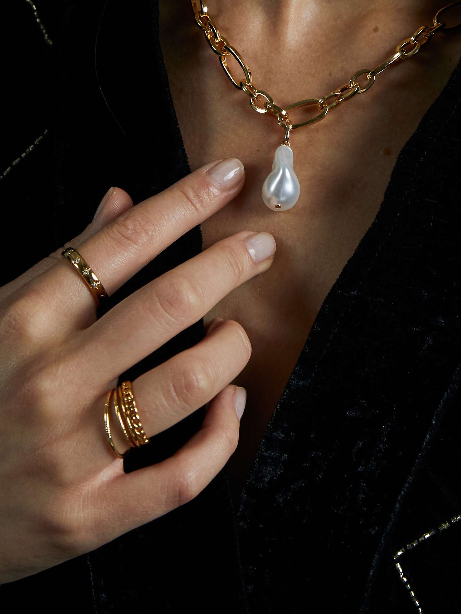 Buy Orelia Crystal Engraved Starburst Ring, Gold Online at johnlewis.com