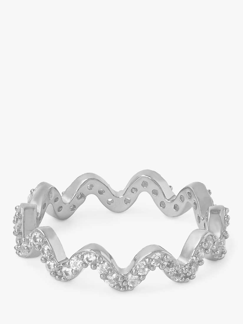 Buy Orelia Pave Wave Ring, Silver Online at johnlewis.com