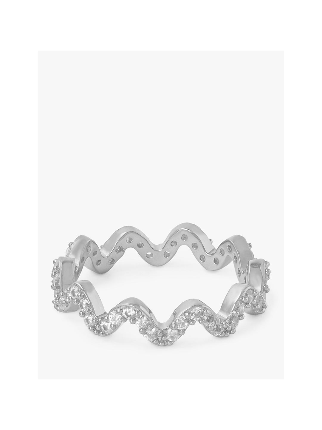 Orelia Pave Wave Ring, Silver