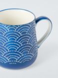 John Lewis Wax Resist Waves Large Stoneware Mug, 460ml, Blue