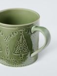 John Lewis Christmas Tree Debossed Stoneware Mug, 350ml, Green