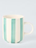 John Lewis Hand Painted Striped Stoneware Mug, 285ml, Green