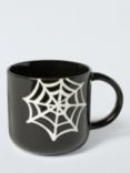 John Lewis Halloween Spider Web Stoneware Mug, 320ml, Black/White