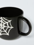 John Lewis Halloween Spider Web Stoneware Mug, 320ml, Black/White