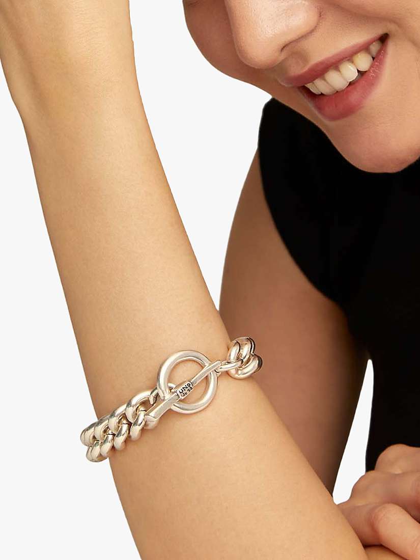 Buy UNOde50 Charismatic Curb Chain T-Bar Bracelet, Silver Online at johnlewis.com