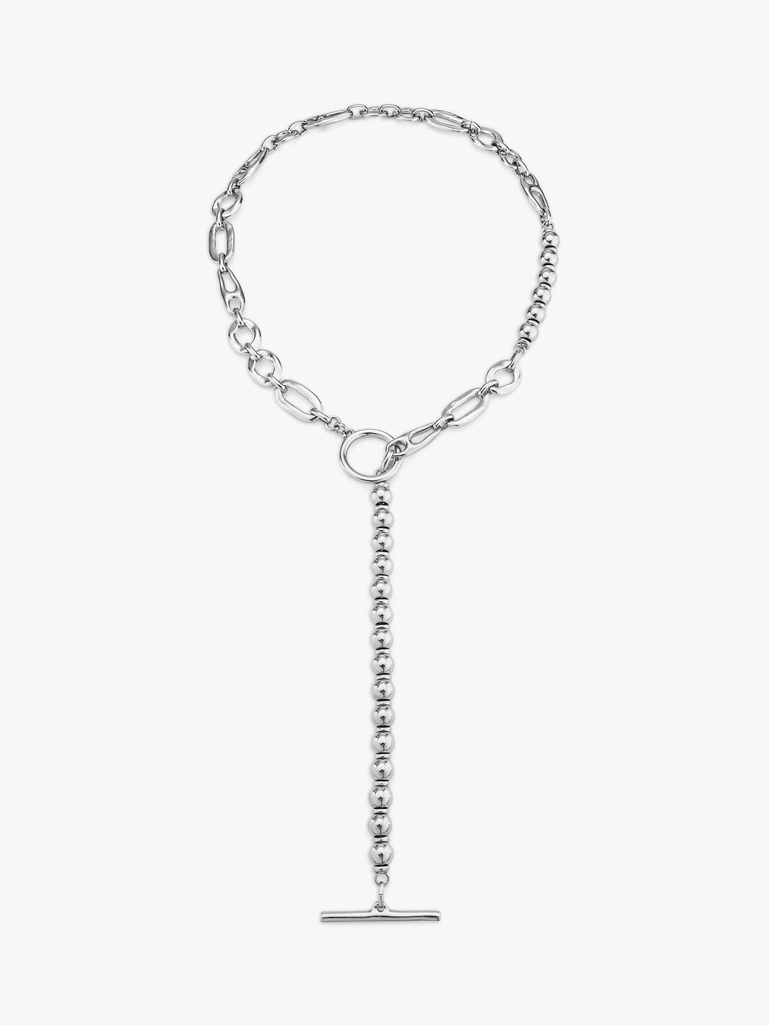 Buy UNOde50 Joyful Chunky Link and Bead Long Lariat Necklace, Silver Online at johnlewis.com