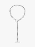 UNOde50 Joyful Chunky Link and Bead Long Lariat Necklace, Silver