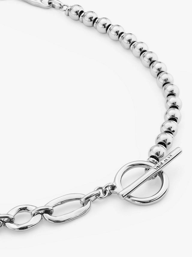 UNOde50 Joyful Chunky Link and Bead Long Lariat Necklace, Silver