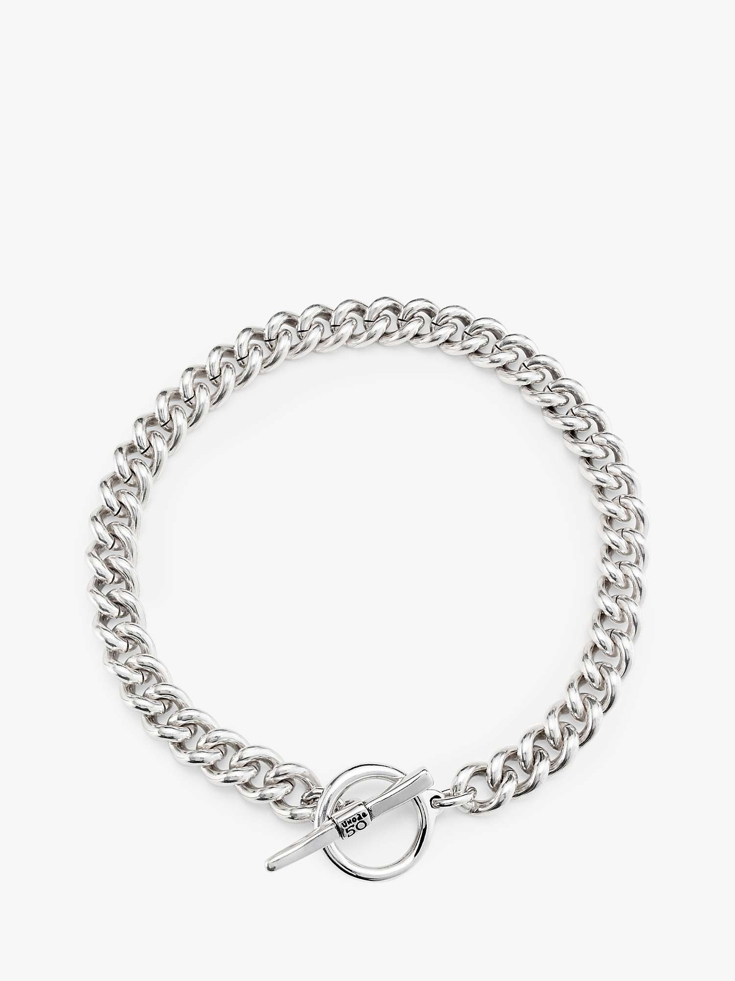 Buy UNOde50 Electric Bearded Chain T-Bar Necklace, Silver Online at johnlewis.com