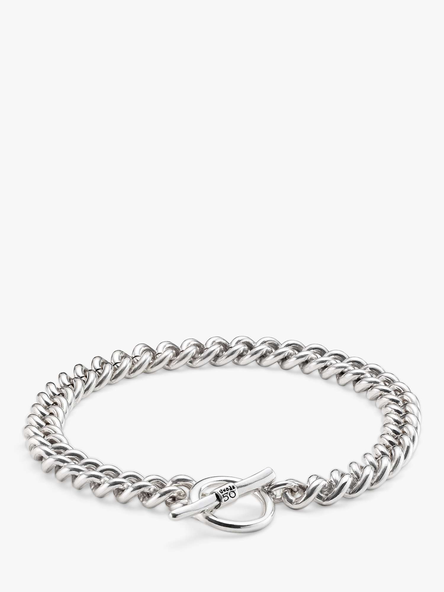 Buy UNOde50 Electric Bearded Chain T-Bar Necklace, Silver Online at johnlewis.com